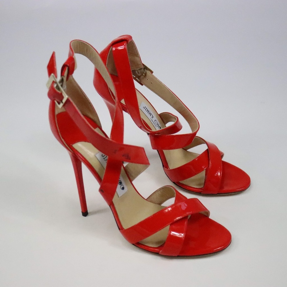 Jimmy Choo Lottie Patent Leather Sandals Women’s Size 39.5 - Picture 2 of 7